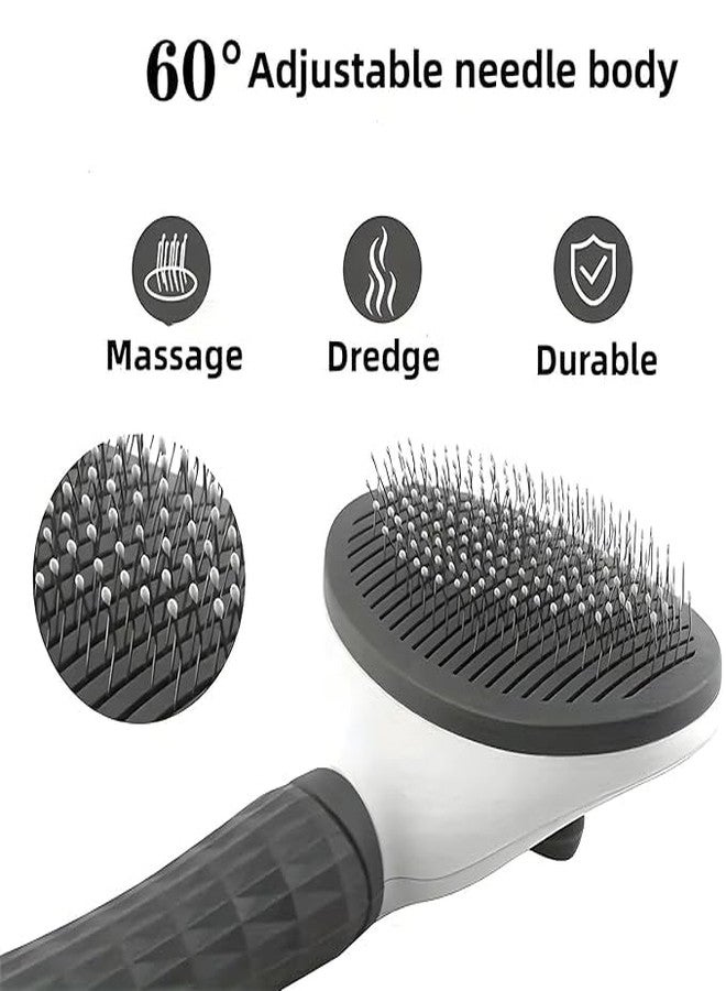 VAYINATO® Self-Cleaning Smooth Brush, Dog Cat Rabbit Pet Grooming Shedding Brush-Easy To Remove Loose Primer | One-Click Slicker Brush, Durable Hair Remover Comb (Grey) - Image 5